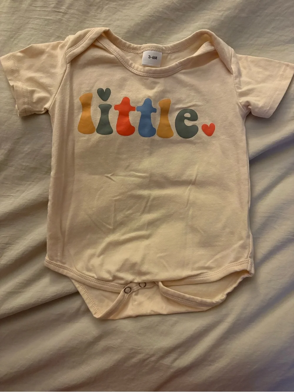 Tan ‘Little' Graphic Baby One-Piece - brand new never worn